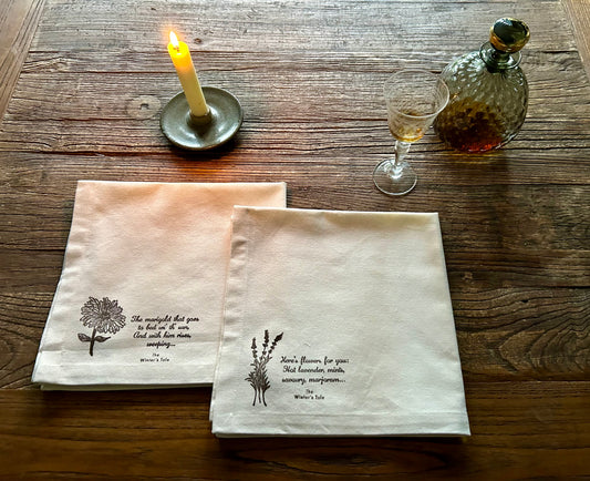 Organic Cotton Napkin Set: Perdita (Lavender and Marigold)