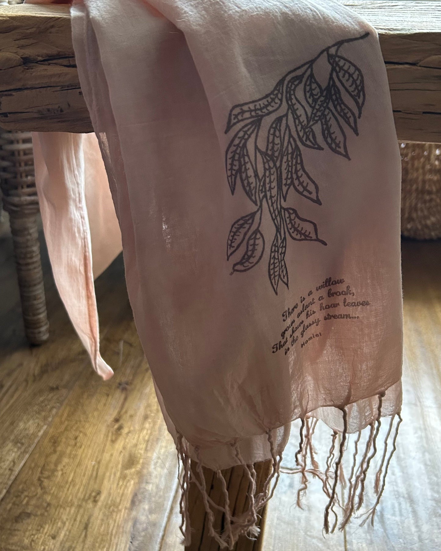 Naturally Dyed Organic Cotton Scarf: Willow