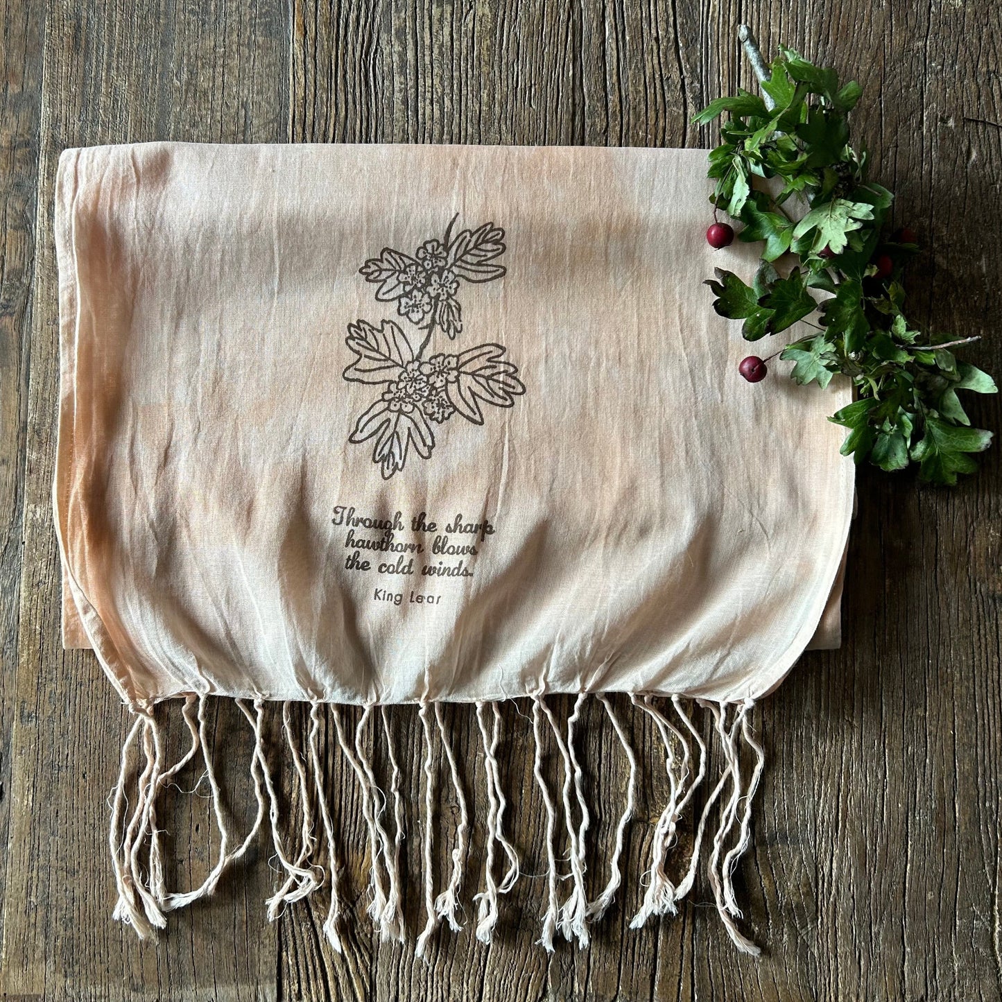 Naturally Dyed Organic Cotton Scarf: Hawthorn