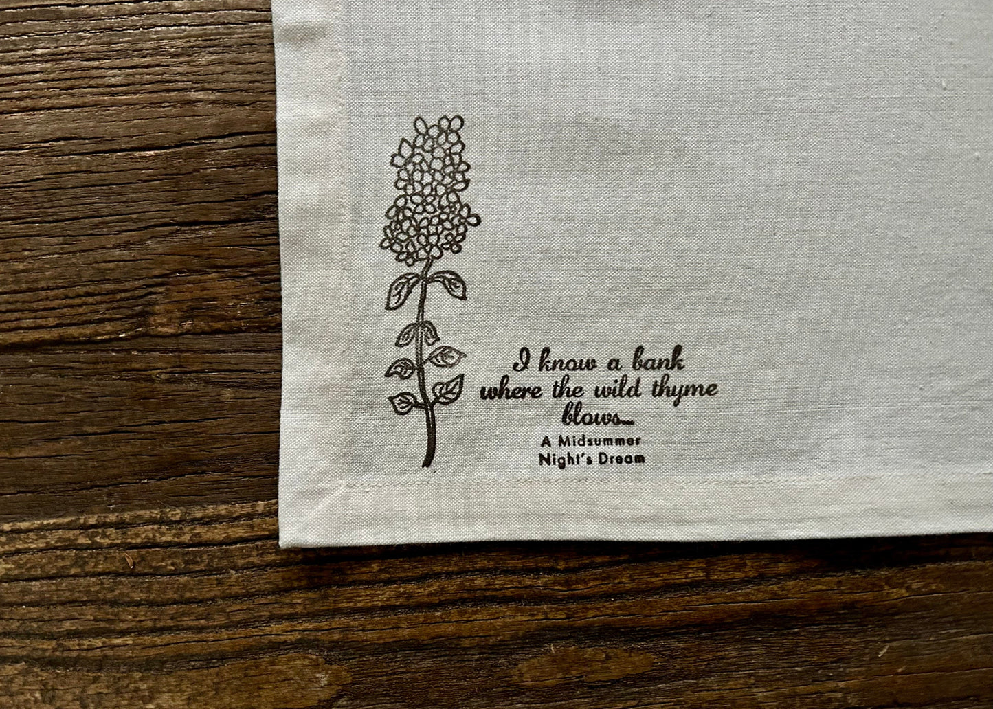 Organic Cotton Napkin Set: Titania (Love-in-Idleness and Wild Thyme)