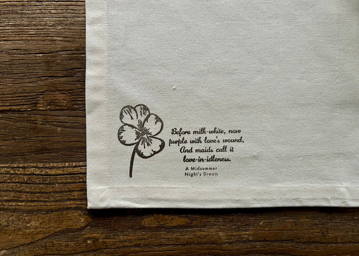 Organic Cotton Napkin Set: Titania (Love-in-Idleness and Wild Thyme)