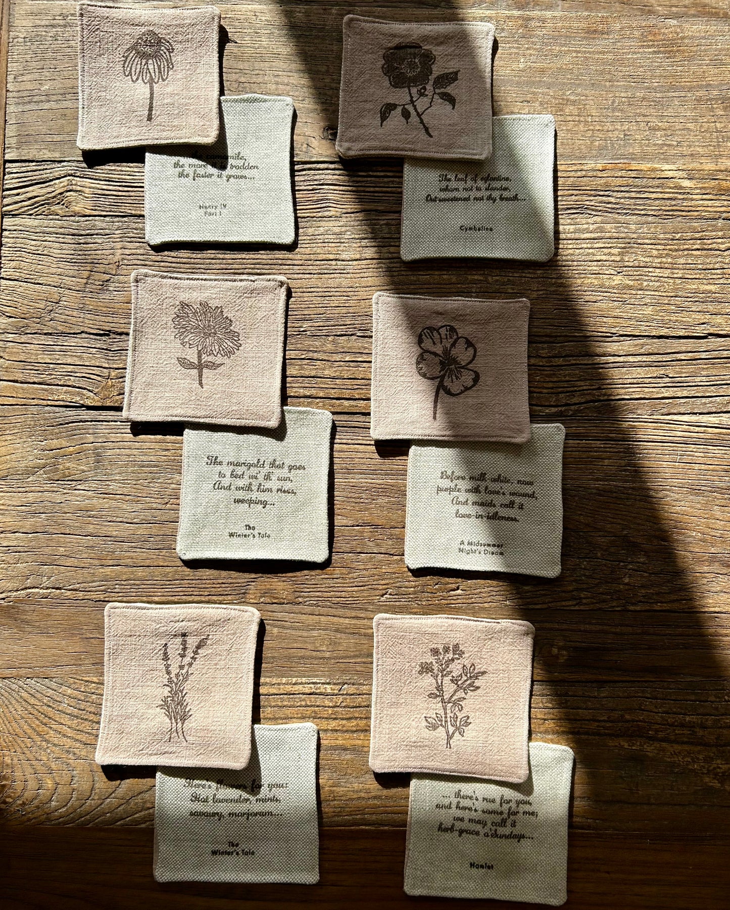 Coasters Set: Shakespeare's Flowers