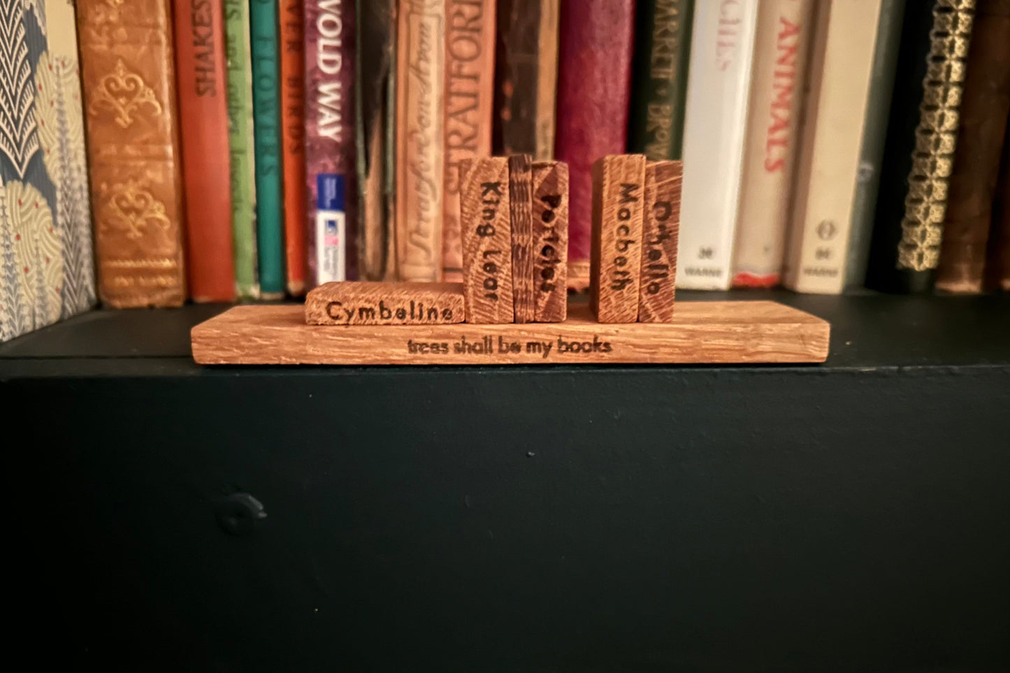 Wooden Shakespeare Books With Shelf: Oak