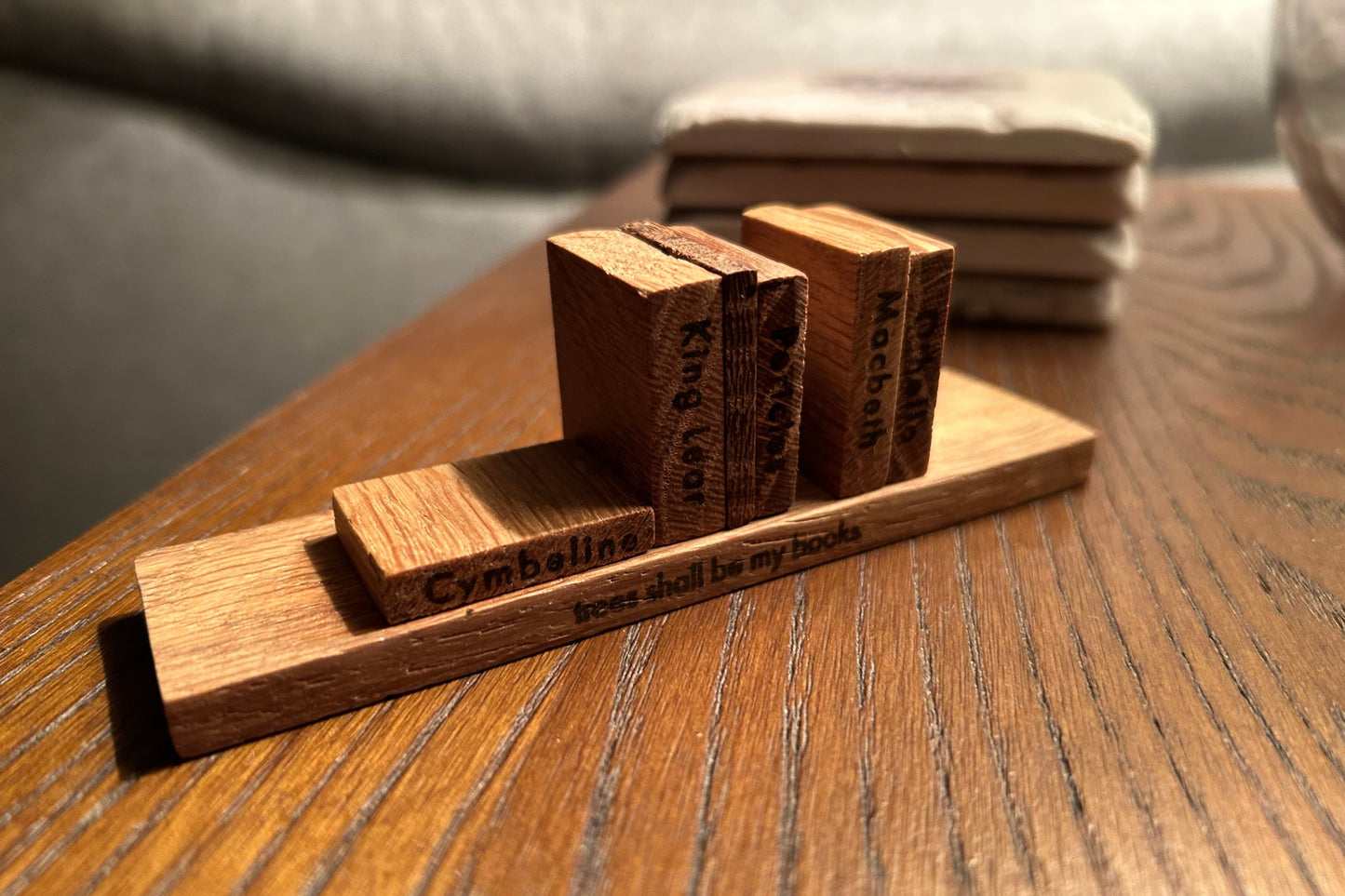 Wooden Shakespeare Books With Shelf: Oak