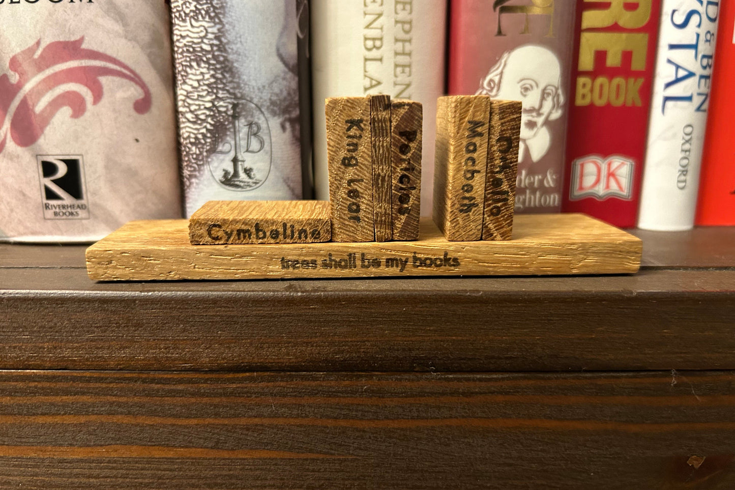 Wooden Shakespeare Books With Shelf: Oak