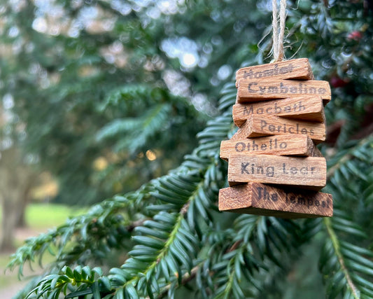 Wooden Hanging Christmas Decoration: Stack of Books: Oak